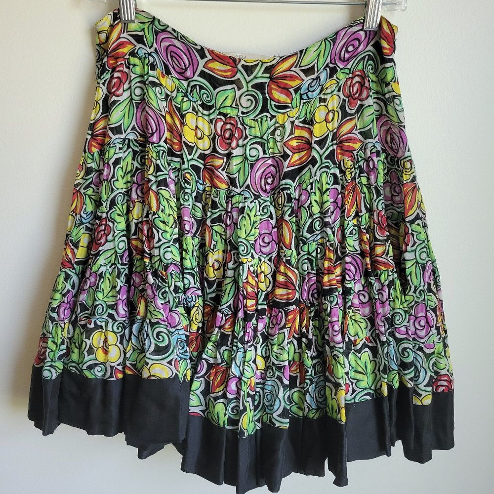 Blumarine Semi Sheer Mini Skirt Black Floral 38